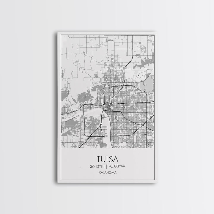 Tulsa Street Map, Oklahoma Map, City Map Print, Modern Wall Art, Wall Art, Canvas Print, Dorm Room Décor, Gift For Husband, Travel Art Print