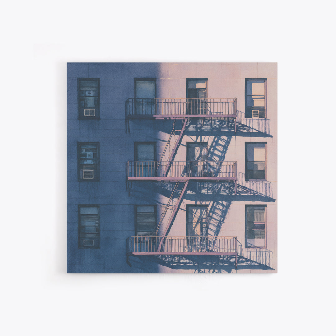 Fire Escape Silhouette Framed Canvas Print, Urban Art, African American Art, Living Room Decor, Fine Art, Urban, Gallery Decor, URB-1x1-2
