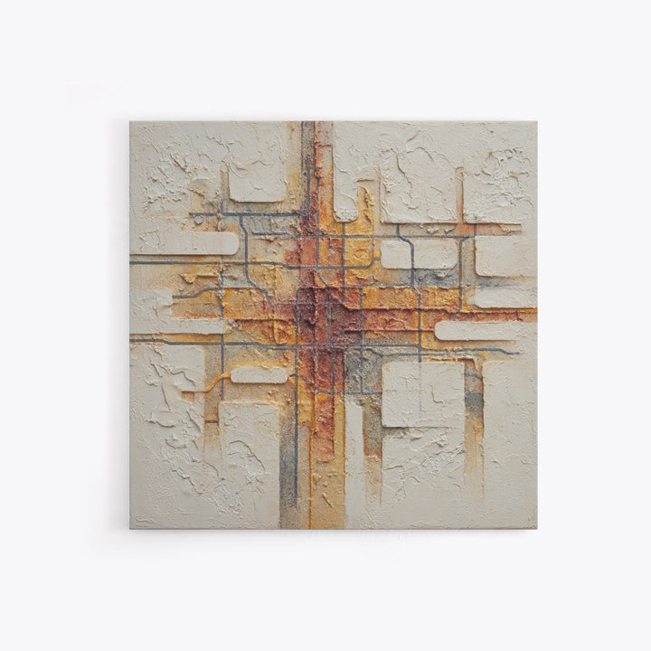 Abstract Subway Map Lines Without Labels Framed Canvas Print, Urban Art, Oil Painting, Living Room Decor, Fine Art, Urban, URB-1x1-28