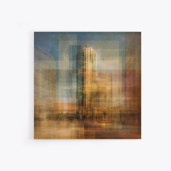 Modern Skyscraper Glass Reflections Framed Canvas Print, Urban Art, Pop Art, Living Room Decor, Fine Art, Urban, URB-1x1-38