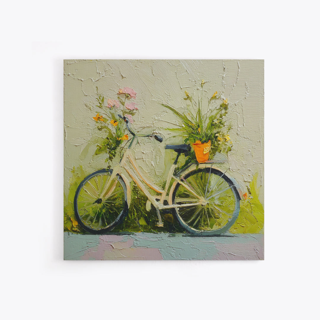 Bicycle Locked to Post Framed Canvas Print, Urban Art, African American Art, Living Room Decor, Fine Art, Urban, Gallery Decor, URB-1x1-39
