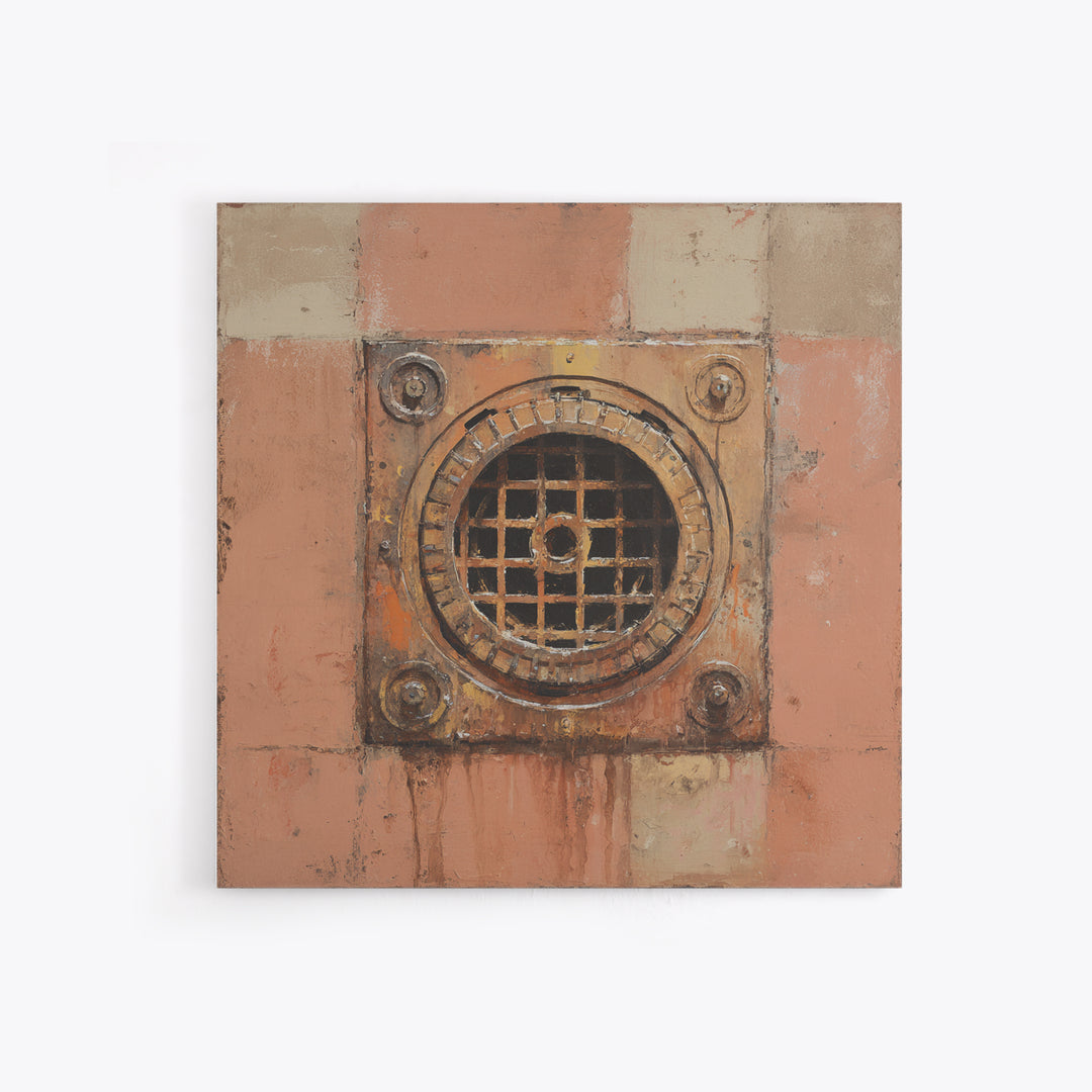 Open Manhole Steam Framed Canvas Print, Urban Art, Gallery Decor, Living Room Decor, Fine Art, Urban, Contemporary Art, URB-1x1-41