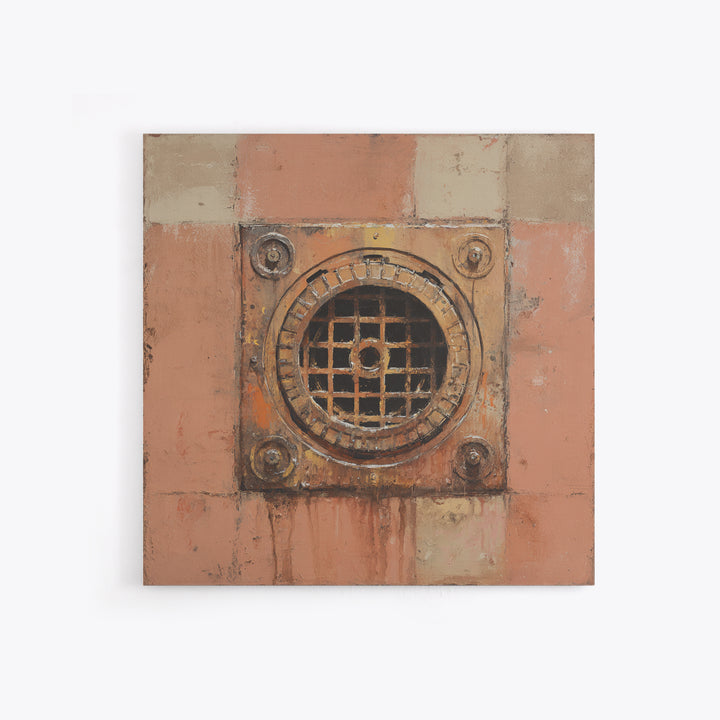 Open Manhole Steam Framed Canvas Print, Urban Art, Gallery Decor, Living Room Decor, Fine Art, Urban, Contemporary Art, URB-1x1-41