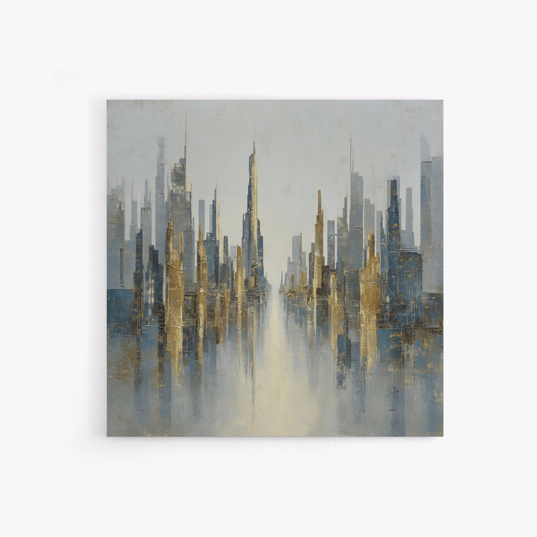 Moody City Skyline Reflected Canvas Print, Urban Art, Modern Decor, Living Room Decor, Abstract Art, Urban, Home Decor, URB-1x1-49