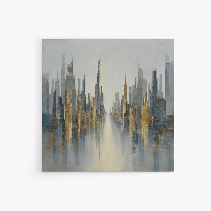 Moody City Skyline Reflected Canvas Print, Urban Art, Modern Decor, Living Room Decor, Abstract Art, Urban, Home Decor, URB-1x1-49
