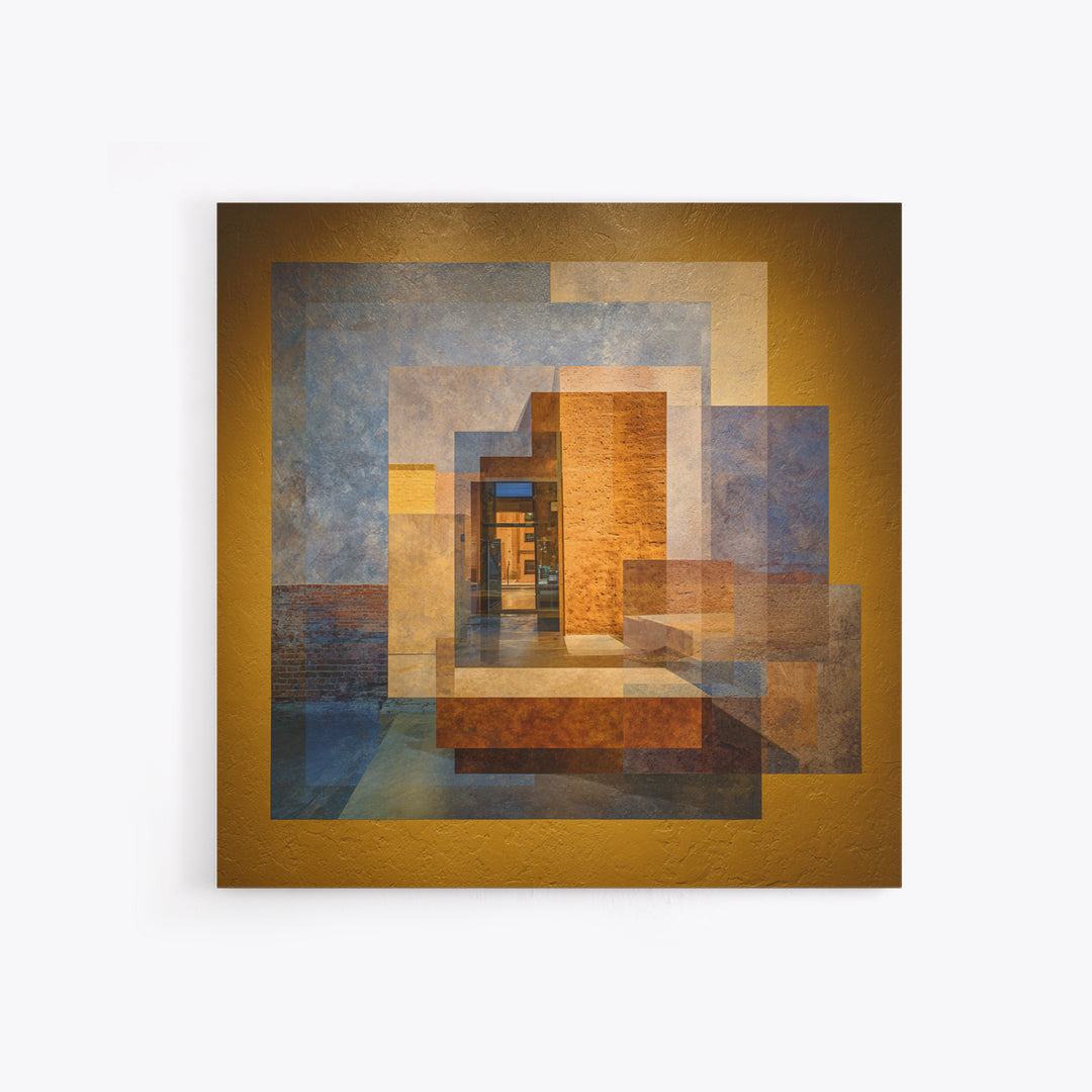 Brick Wall and Window Shadows as Geometry Framed Canvas Print, Urban Art, Fine Art Print, Living Room Decor, Fine Art, Urban, URB-1x1-53
