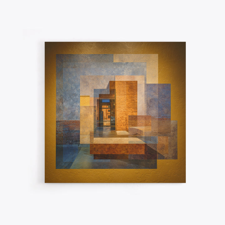 Brick Wall and Window Shadows as Geometry Framed Canvas Print, Urban Art, Fine Art Print, Living Room Decor, Fine Art, Urban, URB-1x1-53