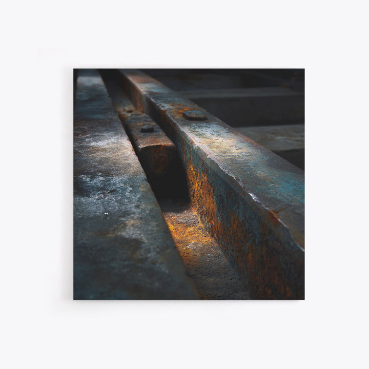 Industrial Rail Tracks Leading into City Canvas Print, Urban Art, Queer Art, Living Room Decor, Fine Art, Urban, URB-1x1-94
