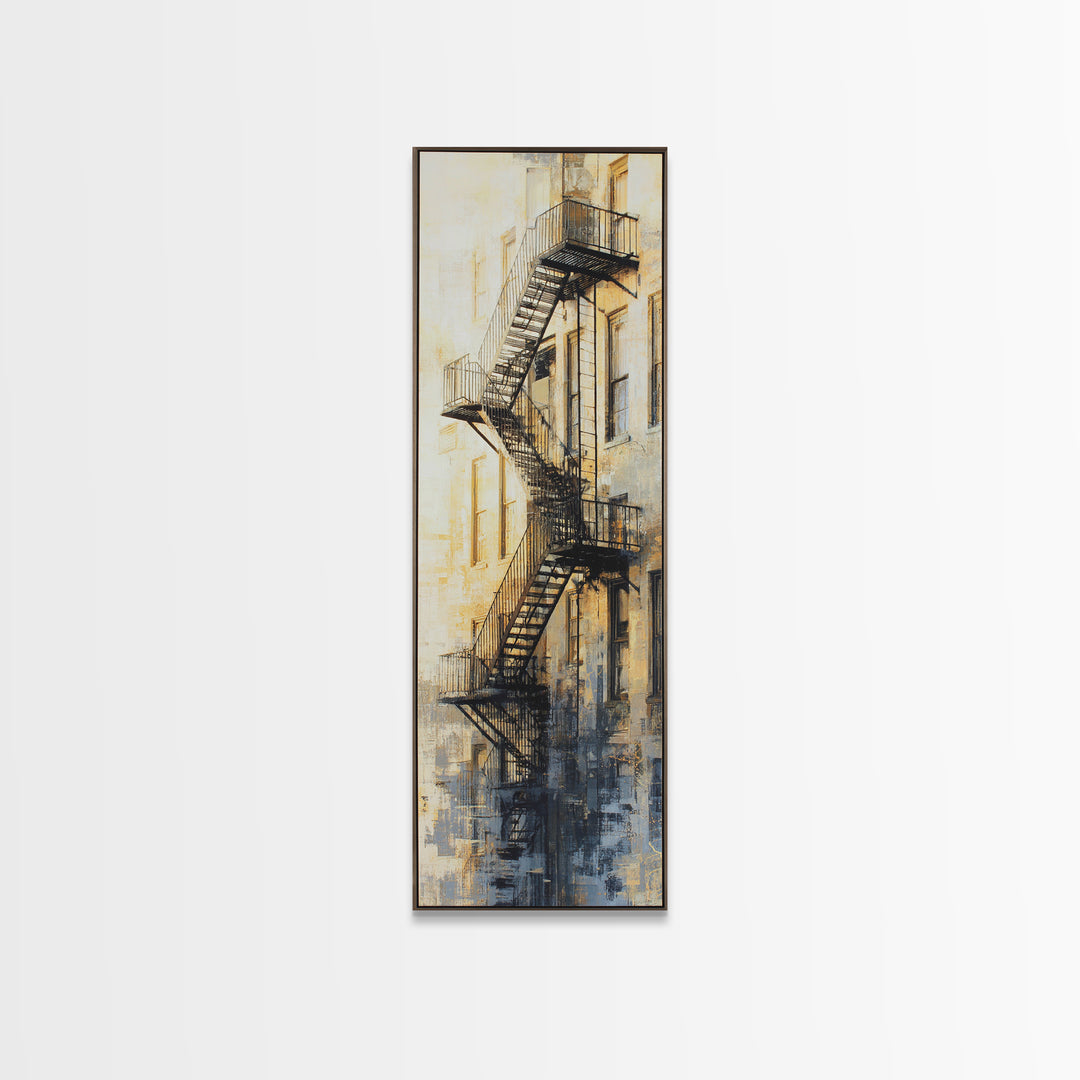 Fire Escape Silhouette Canvas Print, Urban Art, Black Girl Wall Art, Living Room Decor, Fine Art, Urban, Art Print, URB-1x3-38