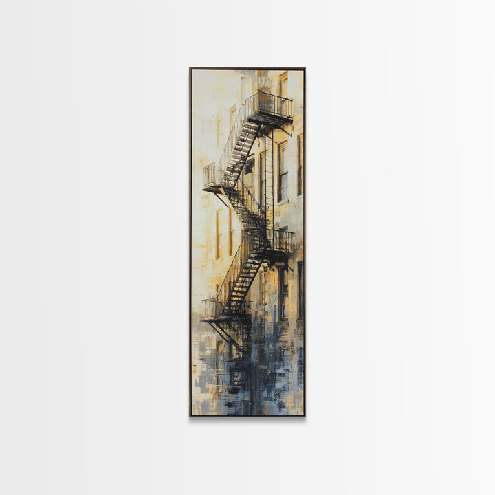 Fire Escape Silhouette Canvas Print, Urban Art, Black Girl Wall Art, Living Room Decor, Fine Art, Urban, Art Print, URB-1x3-38