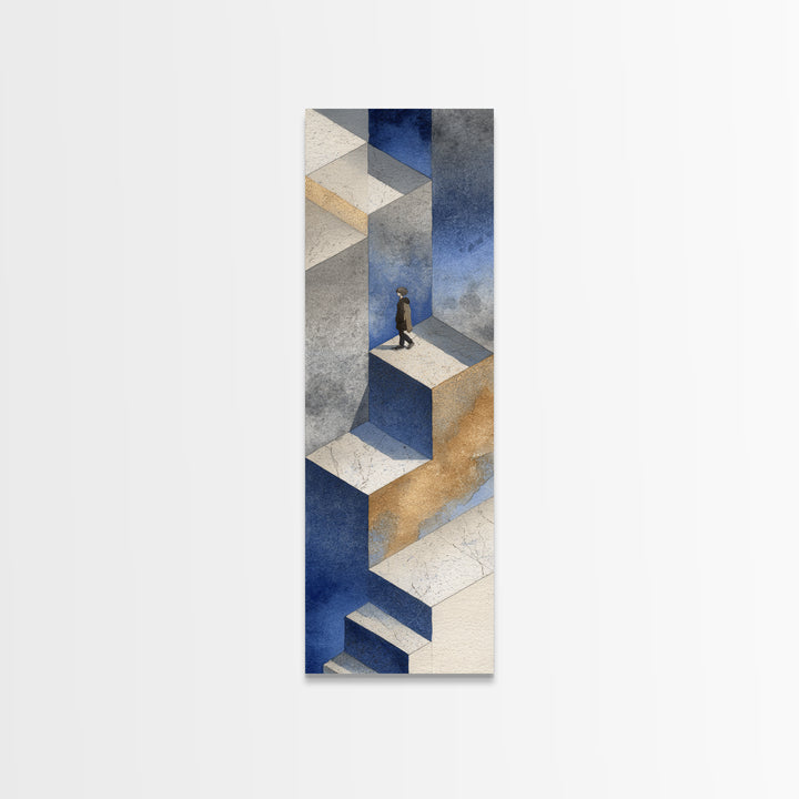 Skateboarder Crossing a Concrete Plaza Canvas Print, Urban Art, Art Deco, Living Room Decor, Fine Art, Urban, Book Shelf Decor, URB-1x3-43