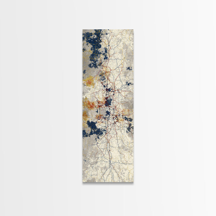 Abstract Subway Map Lines Without Labels Framed Canvas Print, Urban Art, Canvas Wall Art, Living Room Decor, Abstract Art, URB-1x3-64
