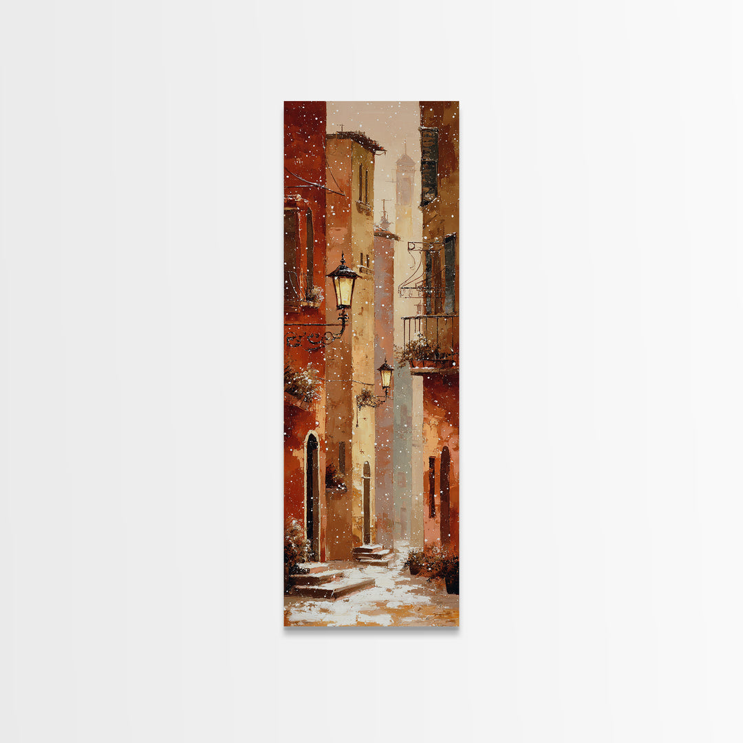 Streetlamp and Falling Snow Canvas Print, Urban Art, Printable Wall Art, Living Room Decor, Fine Art, Urban, Modern Art, URB-1x3-73