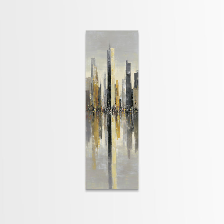 Moody City Skyline Reflected Canvas Print, Urban Art, Poster, Living Room Decor, Abstract Art, Urban, Modern Wall Art, URB-1x3-85