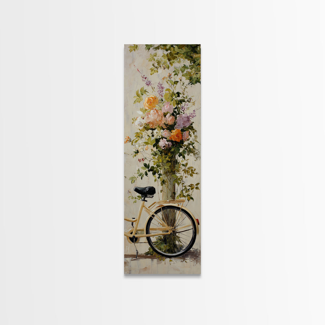 Bicycle Locked to Post Canvas Print, Urban Art, Pop Art, Living Room Decor, Watercolor Art, Urban, Textured Painting, URB-1x3-99