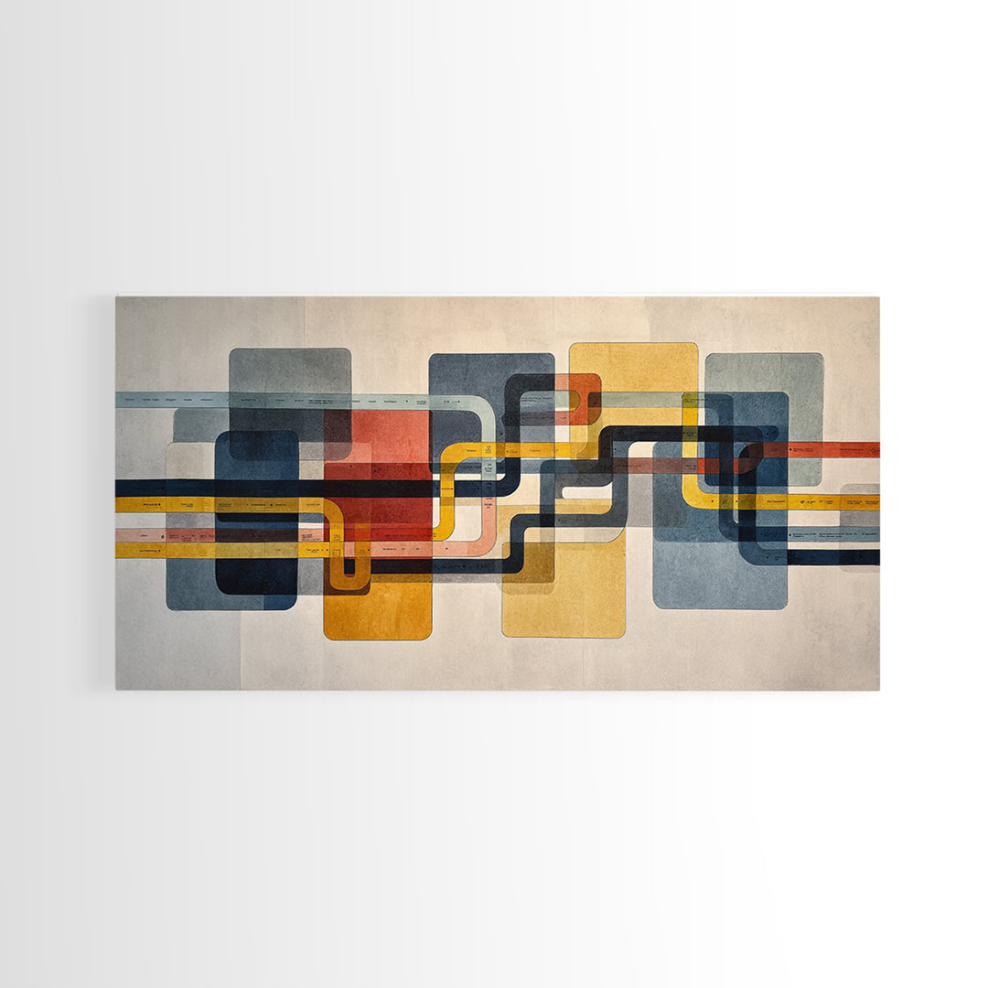 Abstract Subway Map Lines Without Labels Canvas Print, Urban Art, Wall Decor, Living Room Decor, Abstract Art, Urban, URB-2x1-48