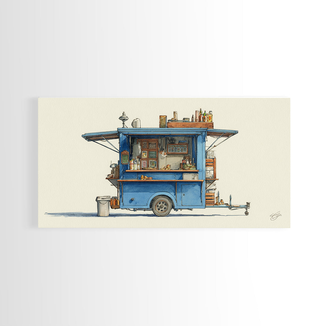 Street Food Cart Still Life Without Signage Framed Canvas Print, Urban Art, Basketball Wall Art, Living Room Decor, Urban, URB-2x1-67