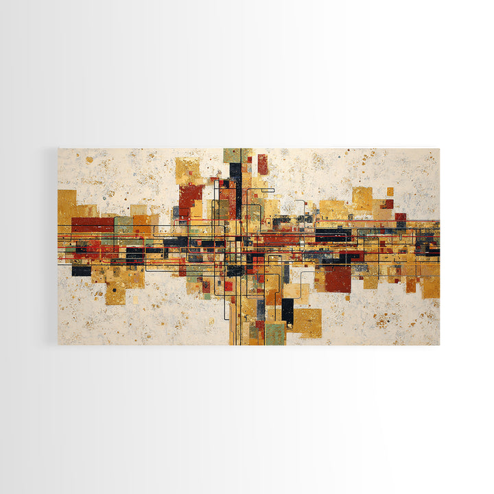 Abstract Subway Map Lines Without Labels Framed Canvas Print, Urban Art, Original Art, Living Room Decor, Abstract Art, Urban, URB-2x1-72