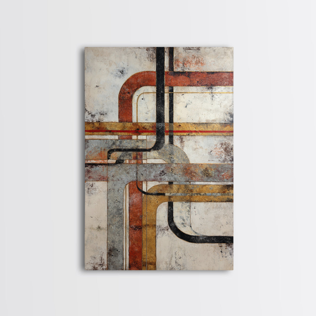 Abstract Subway Map Lines Without Labels Framed Canvas Print, Urban Art, Wall Art, Living Room Decor, Abstract Art, Urban, URB-2x3-60