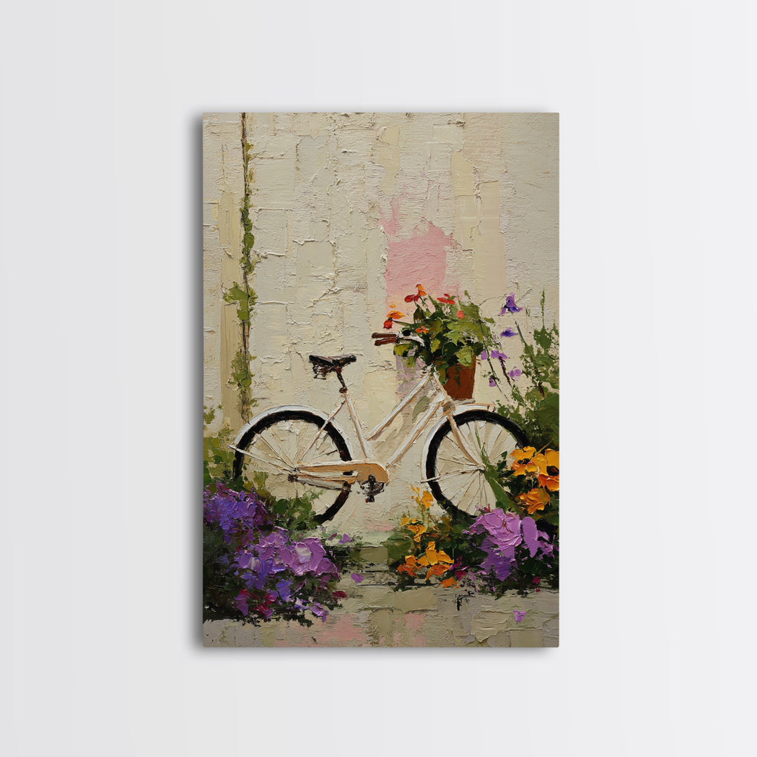 Bicycle Locked to Post Canvas Print, Urban Art, Original Painting, Living Room Decor, Oil Painting, Urban, African American Art, URB-2x3-71