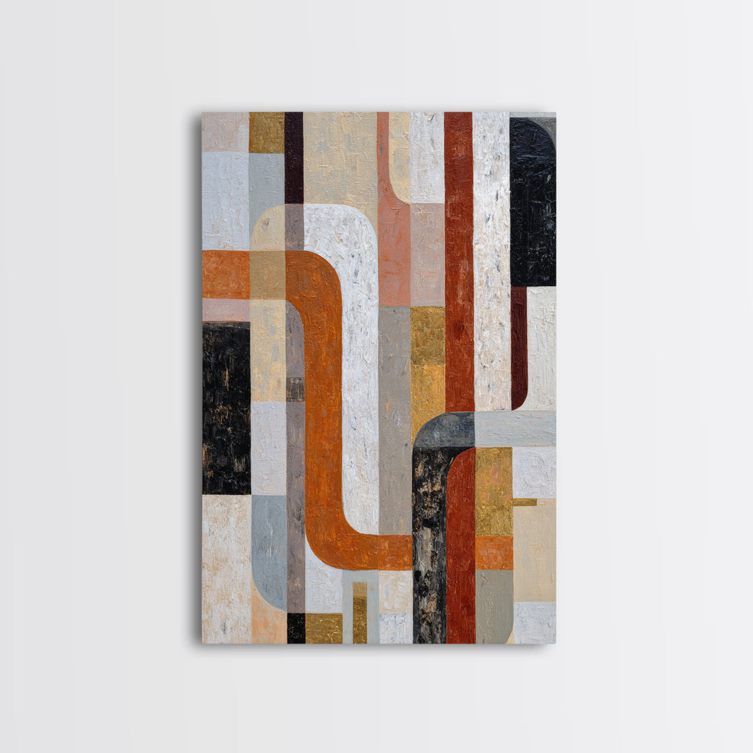 High Rise Window Grid Abstract Framed Canvas Print, Urban Art, Oil Painting, Living Room Decor, Abstract Art, Urban, URB-2x3-75