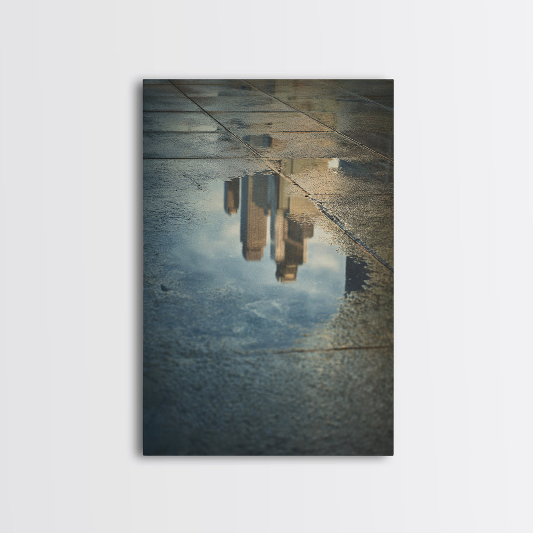 Moody City Skyline Reflected Canvas Print, Urban Art, Poster, Living Room Decor, Abstract Art, Urban, Modern Wall Art, URB-2x3-9
