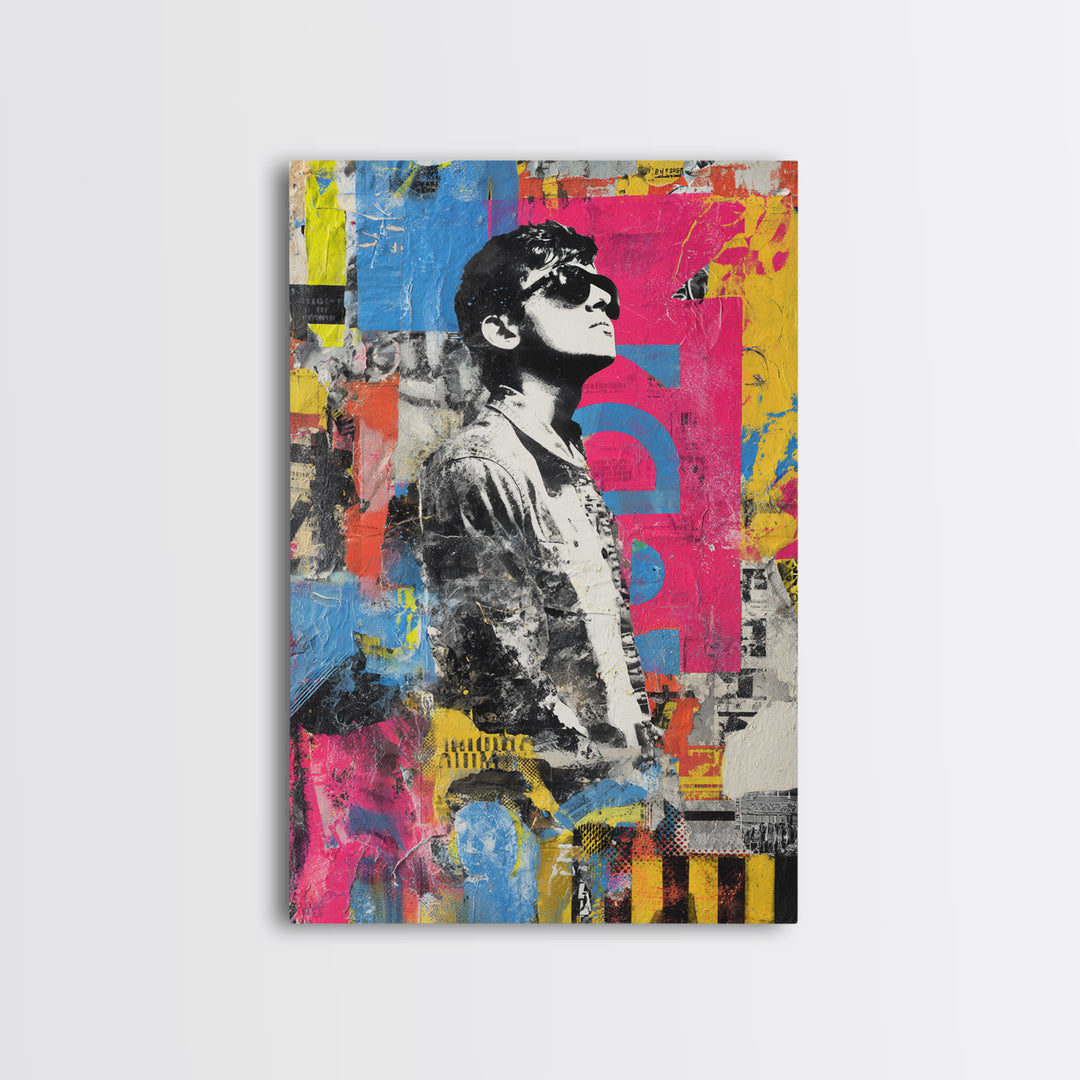 Graffiti Covered Alley Rendered as Color Collage Canvas Print, Urban Art, Black Wall Art, Living Room Decor, Fine Art, Urban, URB-2x3-91