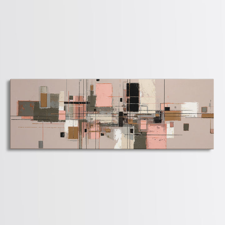 High Rise Window Grid Abstract Canvas Print, Urban Art, Pop Art, Living Room Decor, Abstract Art, Urban, Textured Painting, URB-3x1-11