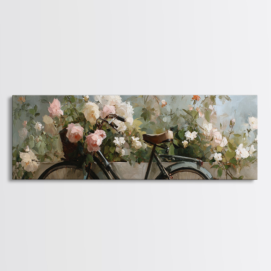 Bicycle Locked to Post Canvas Print, Urban Art, Luxury Decor, Living Room Decor, Fine Art, Urban, Oil Painting, URB-3x1-31