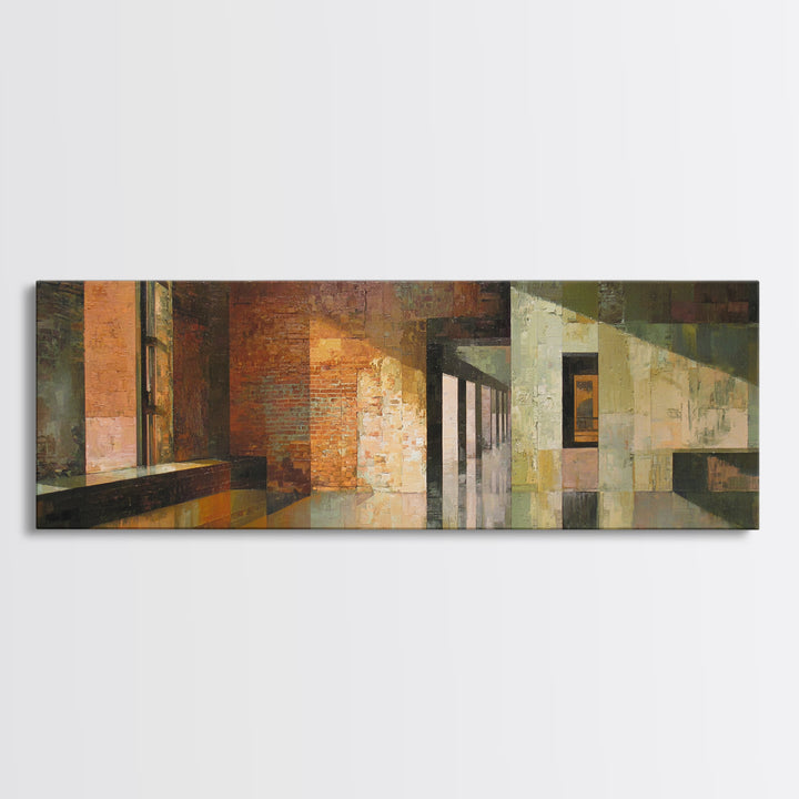 Brick Wall and Window Shadows as Geometry Canvas Print, Urban Art, African American Art, Living Room Decor, Fine Art, Urban, URB-3x1-45
