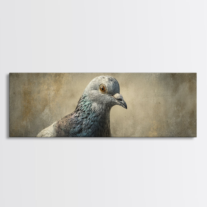 Urban Pigeon Portrait Framed Canvas Print, Urban Art, Wall Art, Living Room Decor, Fine Art, Urban, Printable Art, URB-3x1-72