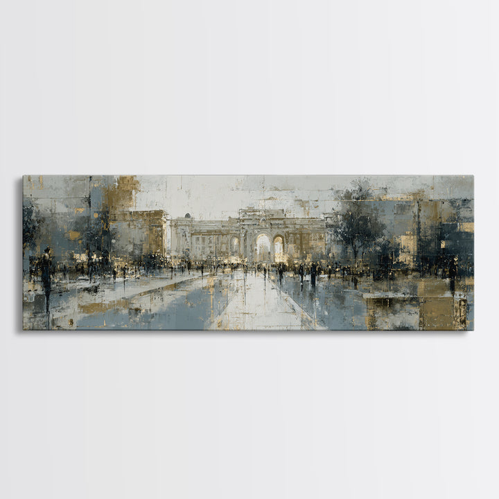 Open Manhole Steam Framed Canvas Print, Urban Art, Canvas Wall Art, Living Room Decor, Fine Art, Urban, Colorful Wall Art, URB-3x1-9