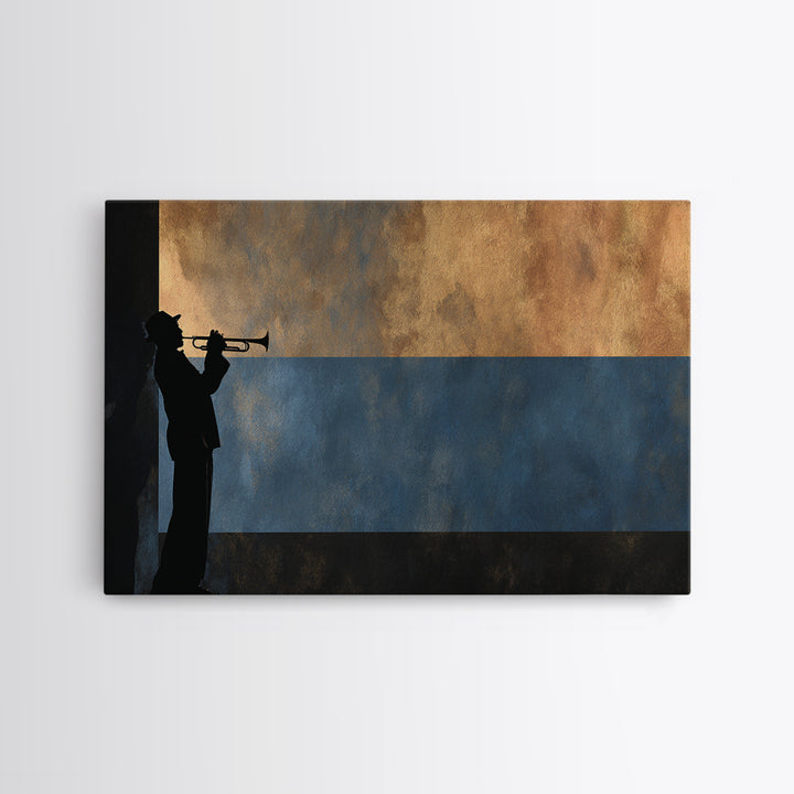 Urban Jazz Musician Silhouette Canvas Print, Urban Art, Neutral Decor, Living Room Decor, Fine Art, Urban, Wall Art, Home Decor, URB-3x2-68
