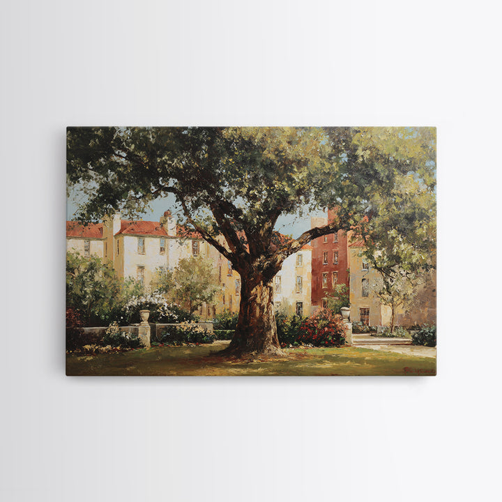 City Park Tree Framed by Buildings Framed Canvas Print, Urban Art, Modern Wall Art, Living Room Decor, Fine Art, Urban, URB-3x2-70