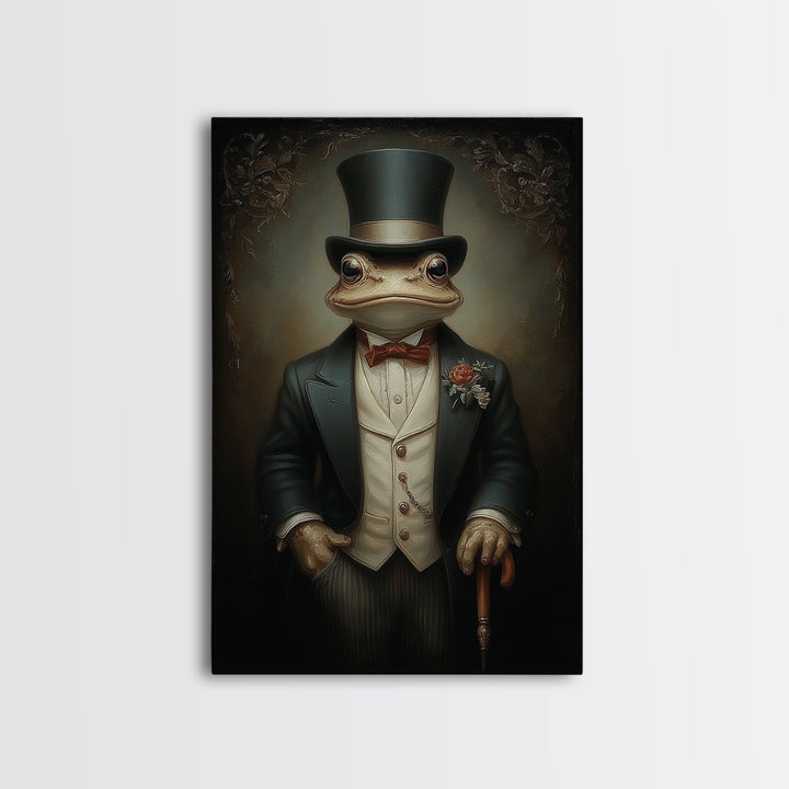 Toad Prince, Victorian Animal Portrait, Halloween Art, Gothic Whimsy Decor, Anthropomorphic Costume Art