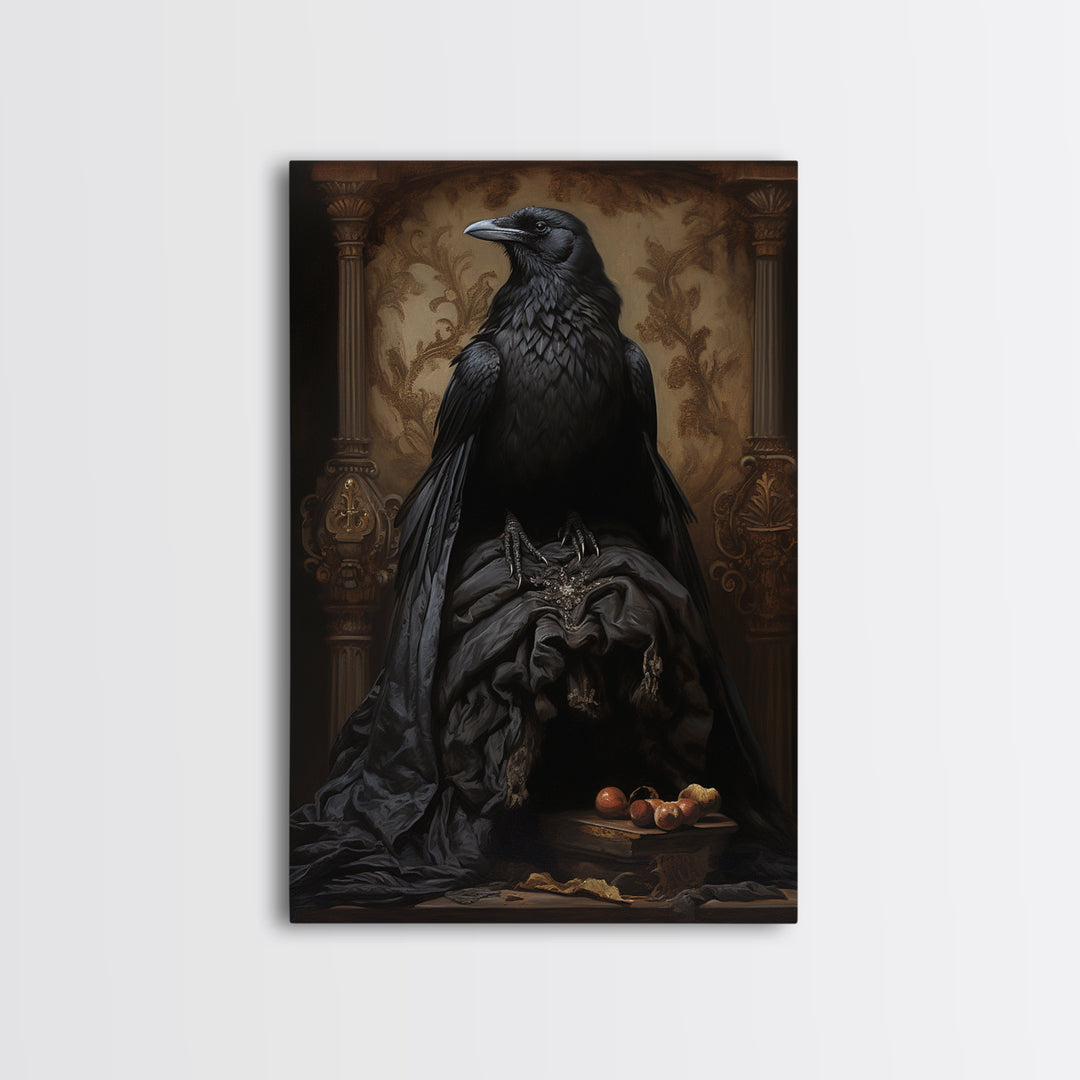 Raven Duchess, Victorian Animal Portrait, Halloween Art, Gothic Whimsy Decor, Anthropomorphic Costume Art