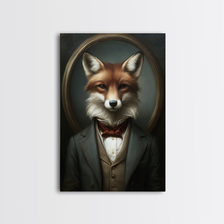 Fox Barrister, Victorian Animal Portrait, Halloween Art, Gothic Whimsy Decor, Anthropomorphic Costume Art
