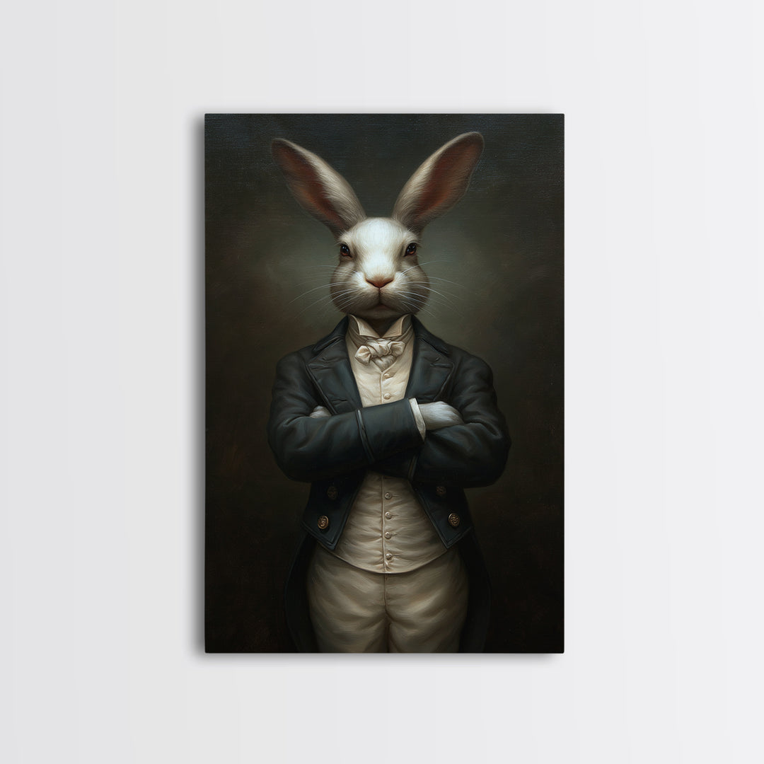 Rabbit Footman, Victorian Animal Portrait, Halloween Art, Gothic Whimsy Decor, Anthropomorphic Costume Art
