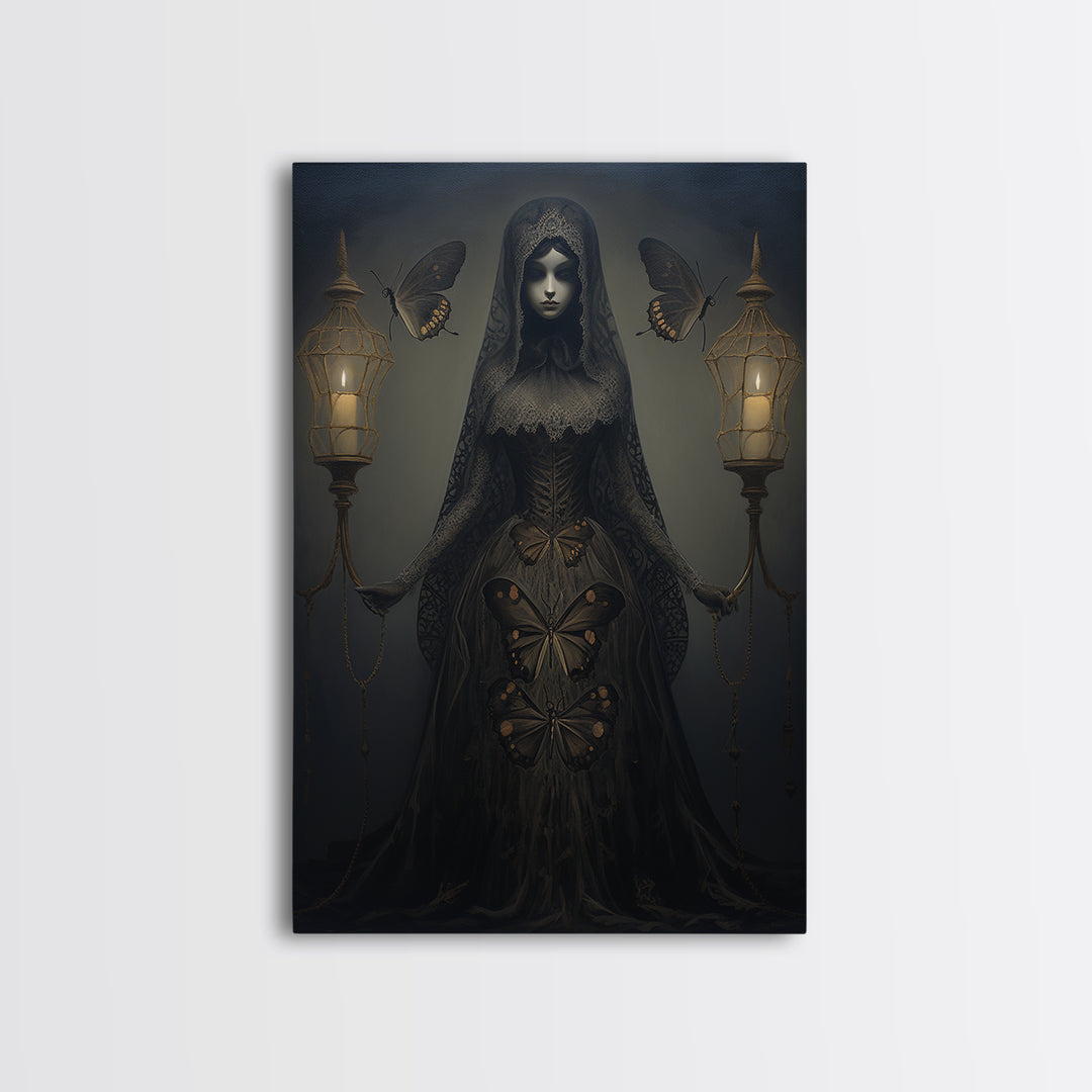 Moth Widow, Victorian Animal Portrait, Halloween Art, Gothic Whimsy Decor, Anthropomorphic Costume Art