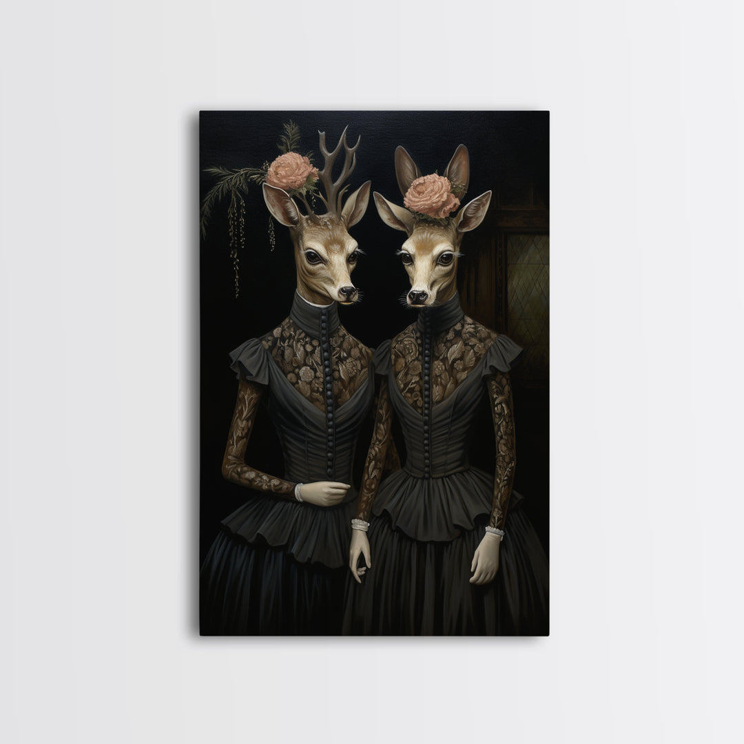 Deer Count, Victorian Animal Portrait, Halloween Art, Gothic Whimsy Decor, Anthropomorphic Costume Art