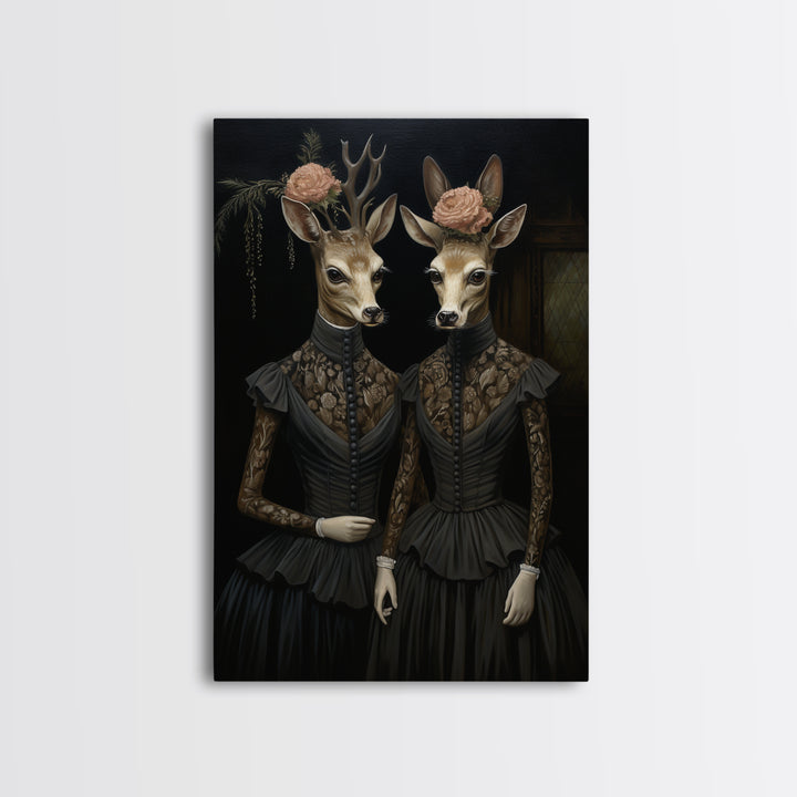 Deer Count, Victorian Animal Portrait, Halloween Art, Gothic Whimsy Decor, Anthropomorphic Costume Art