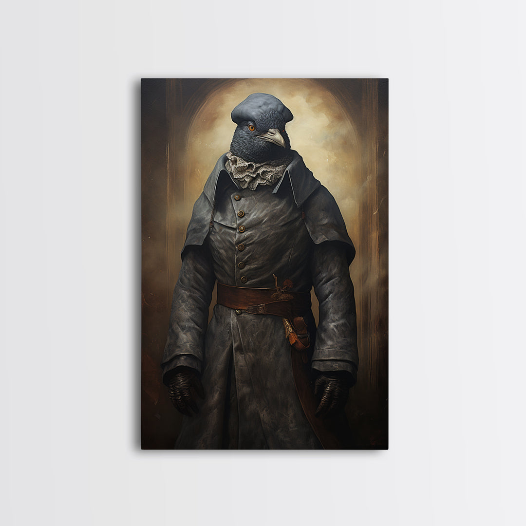 Pigeon Messenger, Victorian Animal Portrait, Halloween Art, Gothic Whimsy Decor, Anthropomorphic Costume Art