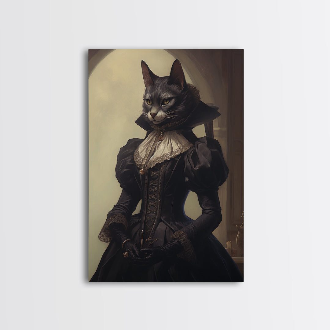 Lynx Noblewoman, Victorian Animal Portrait, Halloween Art, Gothic Whimsy Decor, Anthropomorphic Costume Art