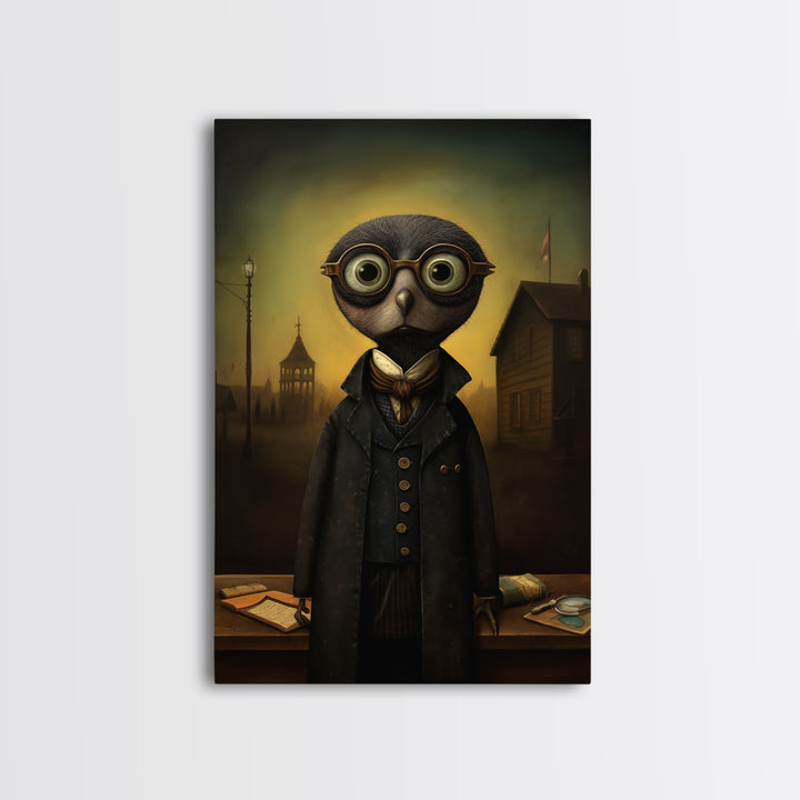 Mole Librarian, Victorian Animal Portrait, Halloween Art, Gothic Whimsy Decor, Anthropomorphic Costume Art