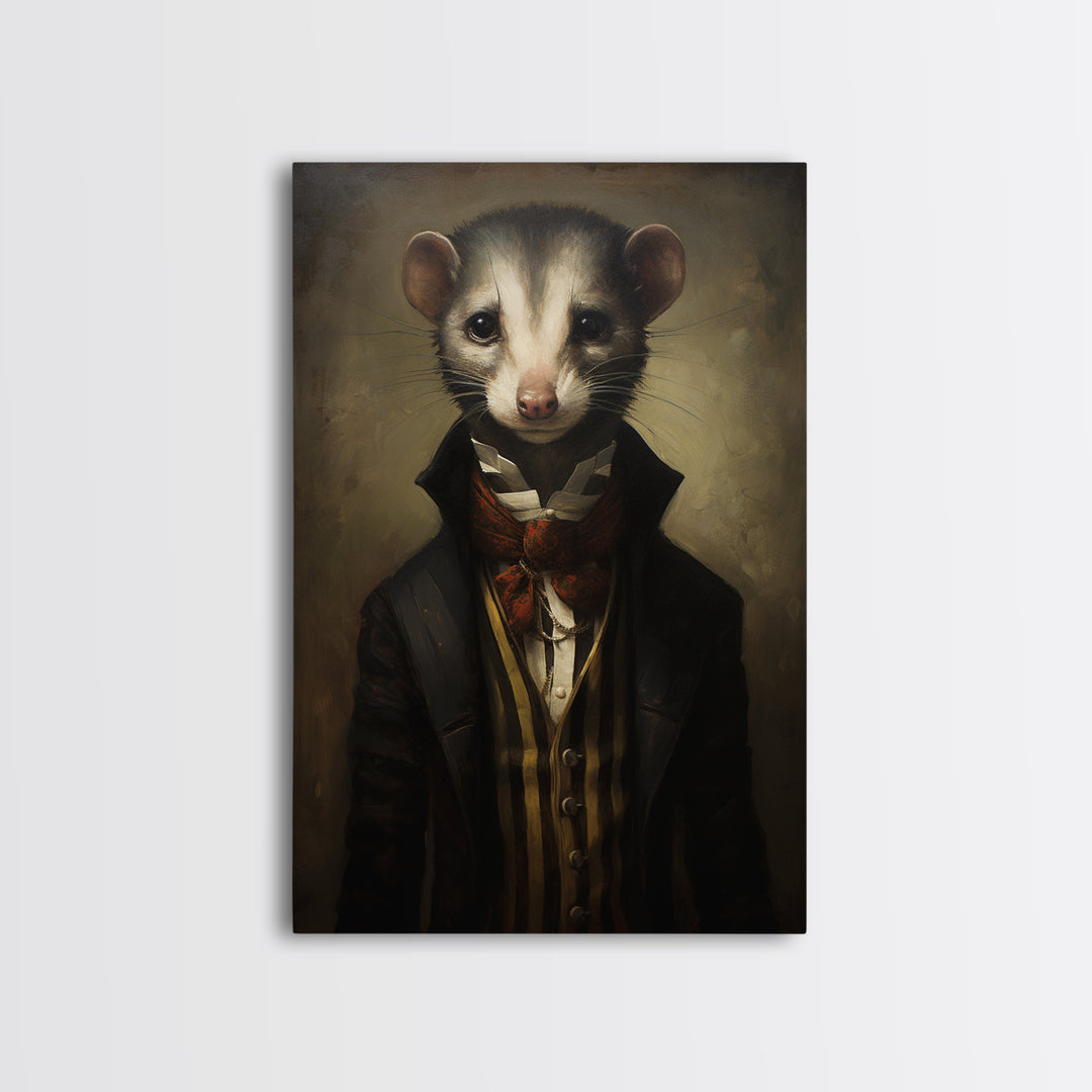 Weasel Aristocrat, Victorian Animal Portrait, Halloween Art, Gothic Whimsy Decor, Anthropomorphic Costume Art