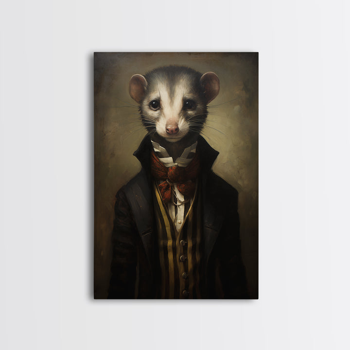 Weasel Aristocrat, Victorian Animal Portrait, Halloween Art, Gothic Whimsy Decor, Anthropomorphic Costume Art