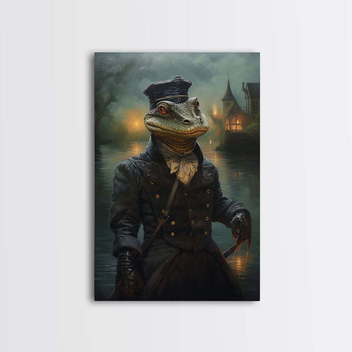 Otter Sailor, Victorian Animal Portrait, Halloween Art, Gothic Whimsy Decor, Anthropomorphic Costume Art