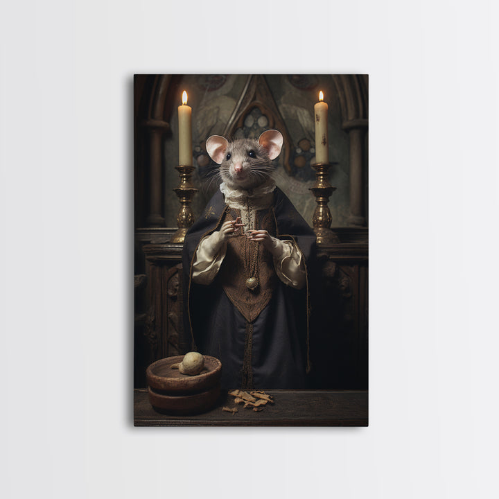 Rat Choirboy, Victorian Animal Portrait, Halloween Art, Gothic Whimsy Decor, Anthropomorphic Costume Art
