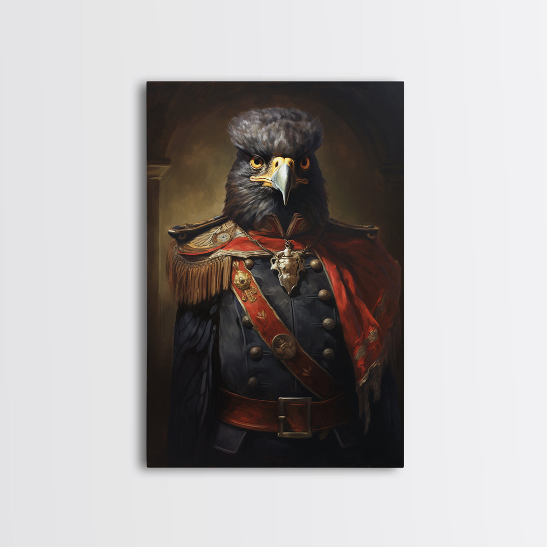 Falcon Officer, Victorian Animal Portrait, Halloween Art, Gothic Whimsy Decor, Anthropomorphic Costume Art