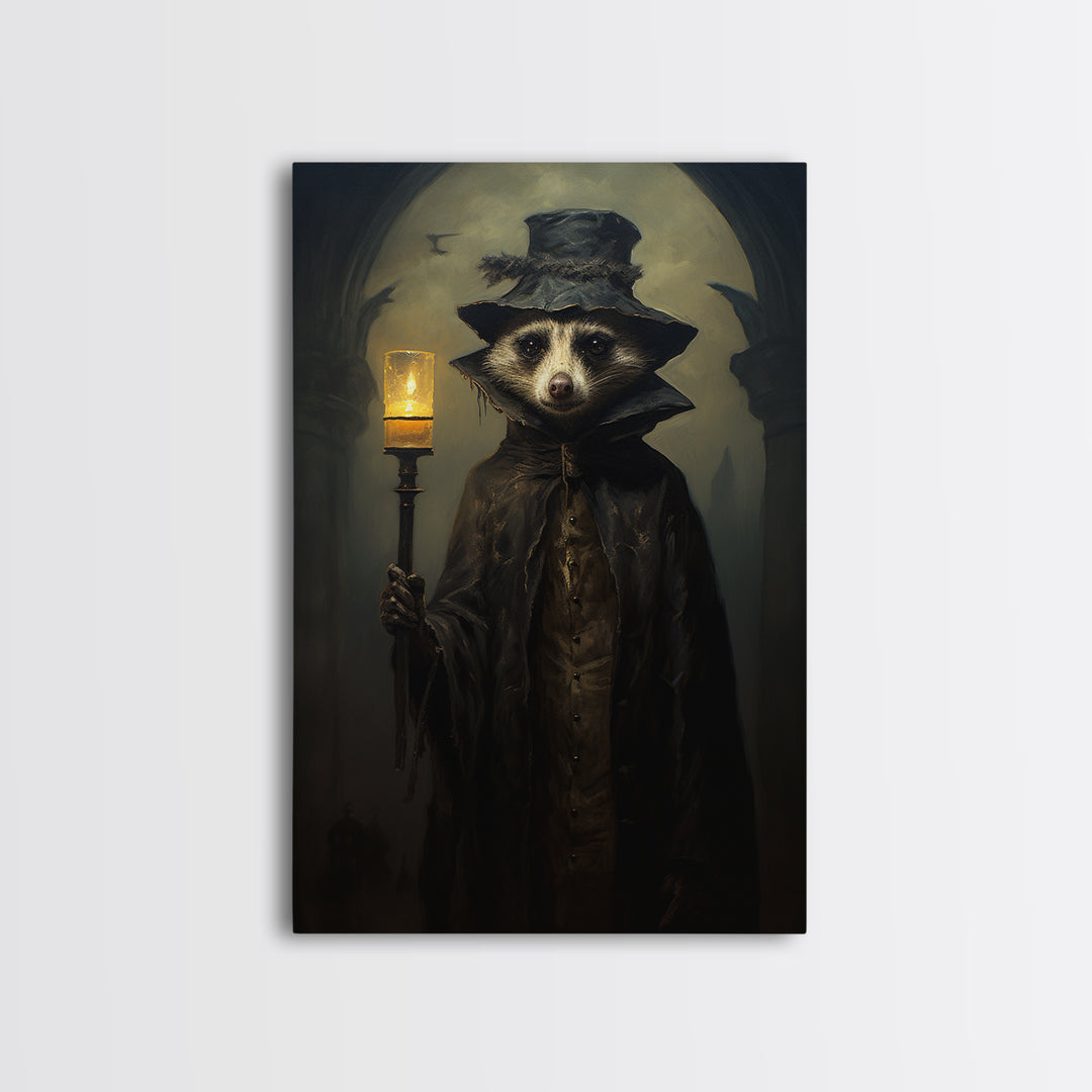 Possum Night Watchman, Victorian Animal Portrait, Halloween Art, Gothic Whimsy Decor, Anthropomorphic Costume Art